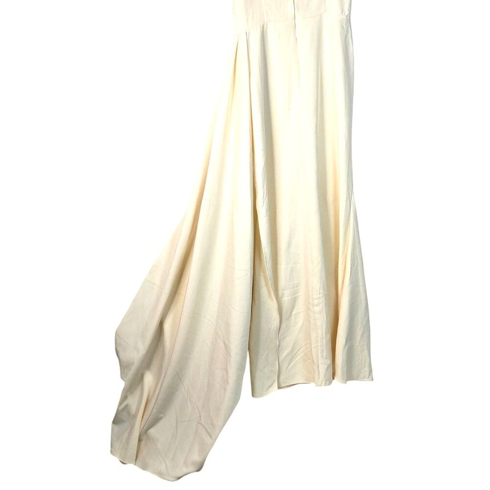 Ivory Off the Shoulder Long Train Layered Pleated Bridal Formal Gown Mid Size 14 - Picture 4 of 9